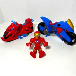 3 Superhero/Motorcycles Marvel Playskool Hasbro2018 New Condition Moveable Parts